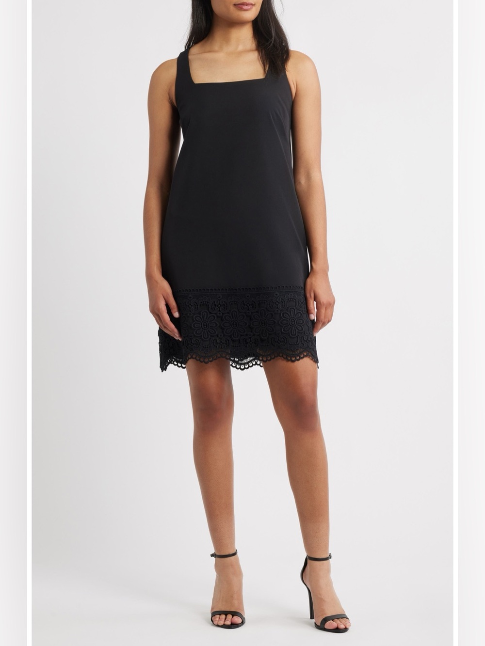Anne Klein Women's Square Neck Lace Trim Minidress Size 2